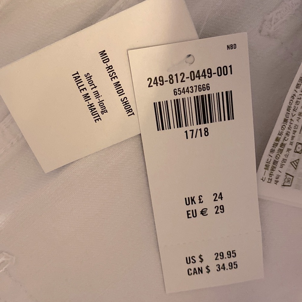 Abercrombie and Fitch Kids Mid Rise MIDI Shorts White Fringe NWT 17/18 Regular - Picture 7 of 9